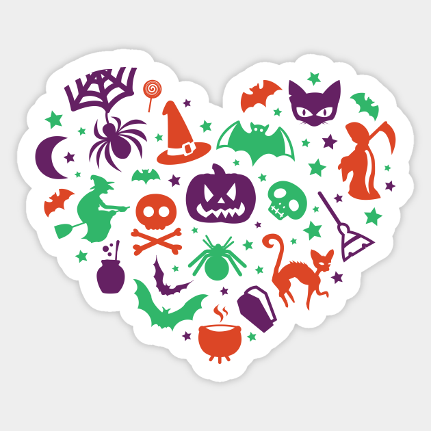 I Heart Halloween Halloween Heart Sticker TeePublic